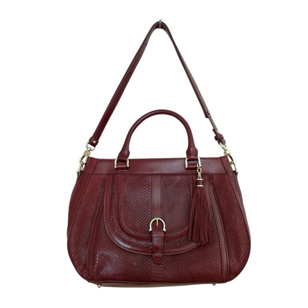 Brahmin‎ Burgundy Red Python Raelynn Satchel Shoulder Bag